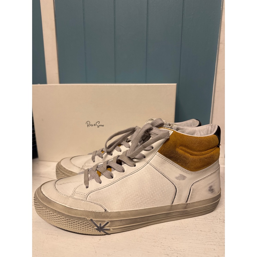 Ross & Snow Distressed Cold Cement High Top White Leather Sneakers Men US 9‎ 42